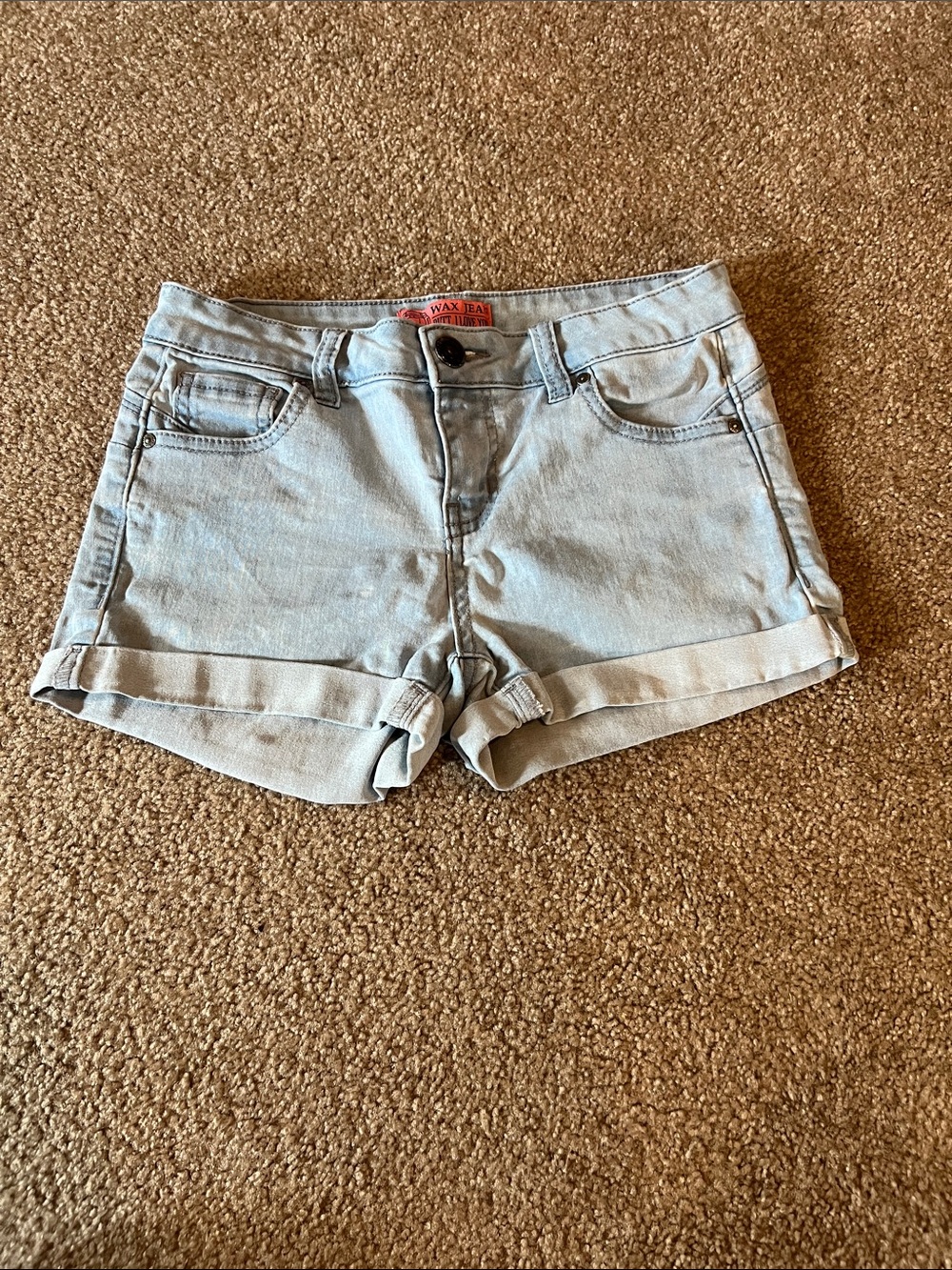 Wax Jean Light Blue Rolled Hem Denim Shorts
